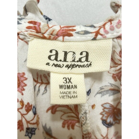 Ana New Approach Womens 3X Cotton Floral‎ Ruffle Collar Balloon Sleeve Top - Picture 5 of 9